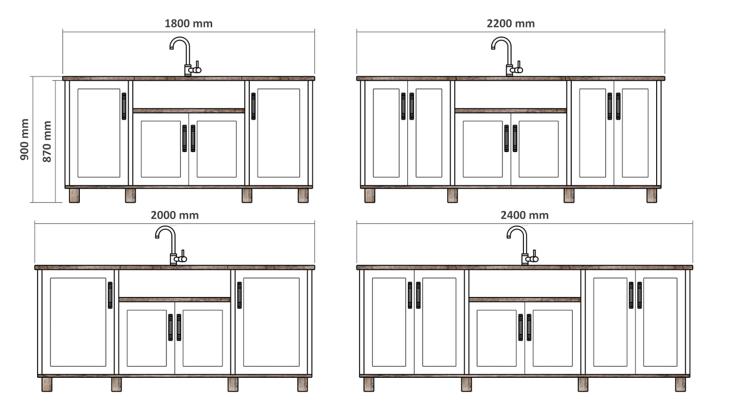 Double Butler Sink Four / Six Door Cabinet