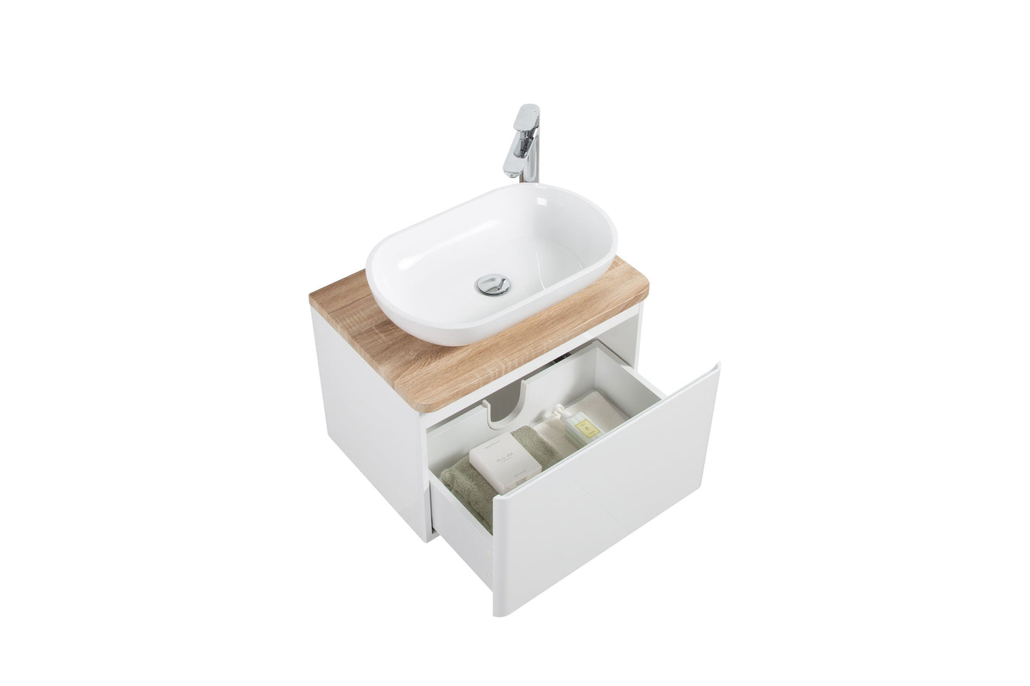 Lazio Single Drawer Vanity, Top and Basin 600mm