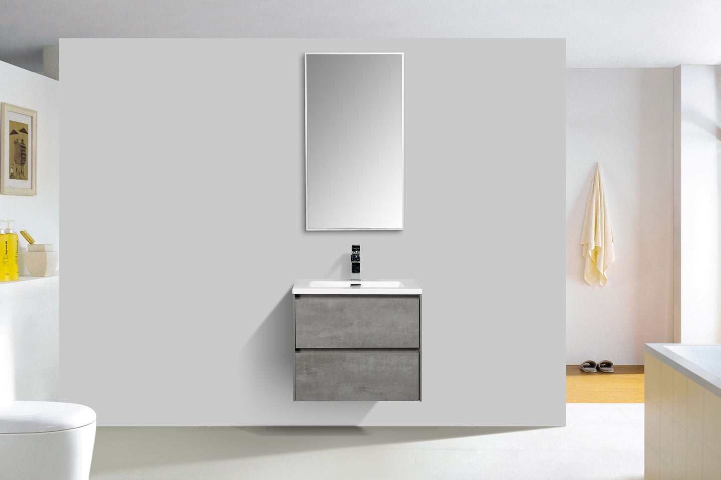 Enzo Double Drawer Vanity, Top and Basin 600mm