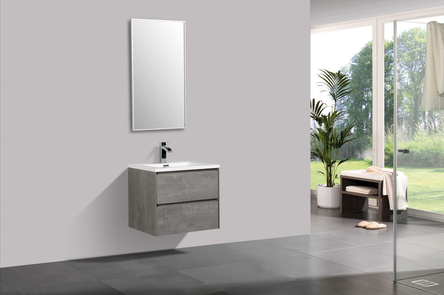 Enzo Double Drawer Vanity, Top and Basin 600mm