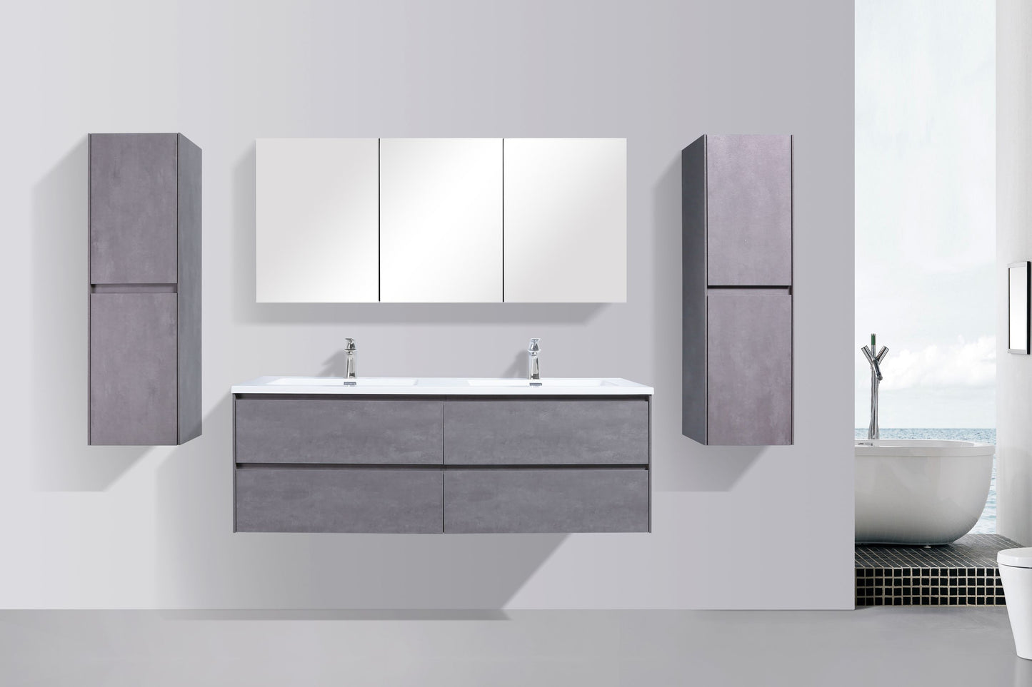 Enzo Four Drawer Vanity, Top and Basin 1500mm