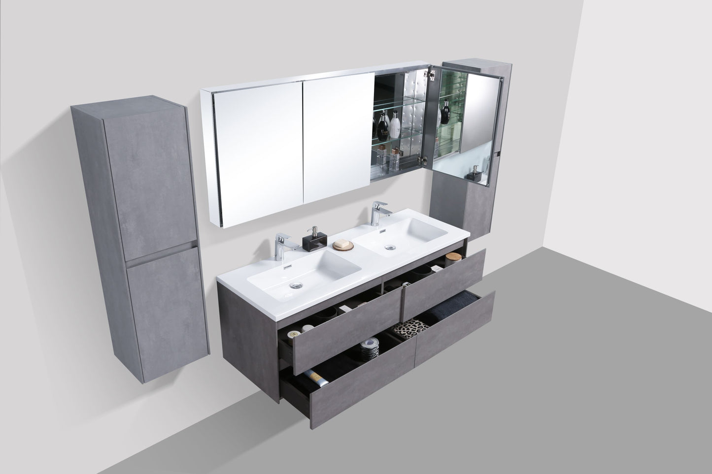Enzo Four Drawer Vanity, Top and Basin 1500mm