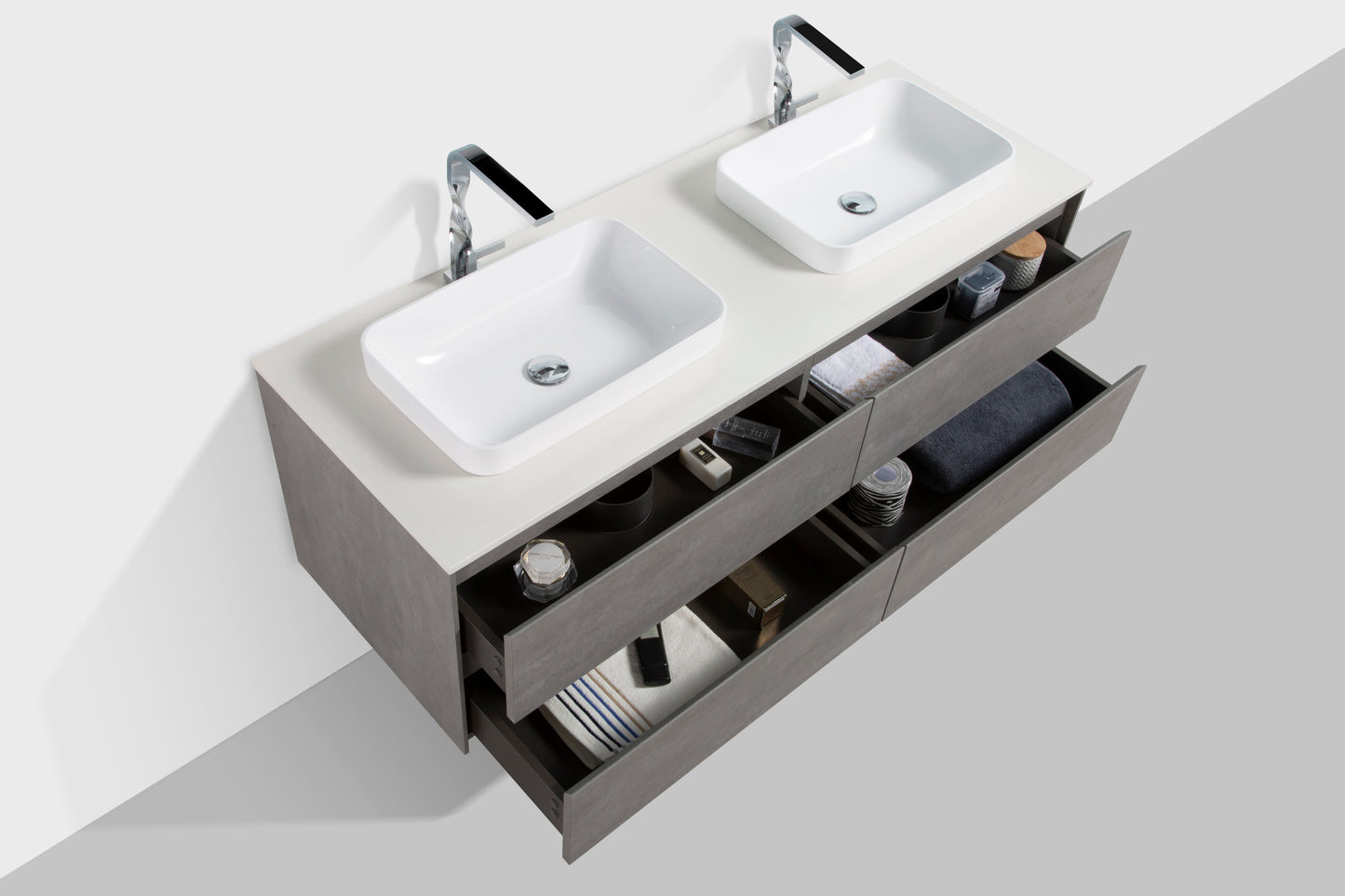 Madrid Four Drawer Vanity, Top and Basin 1500mm