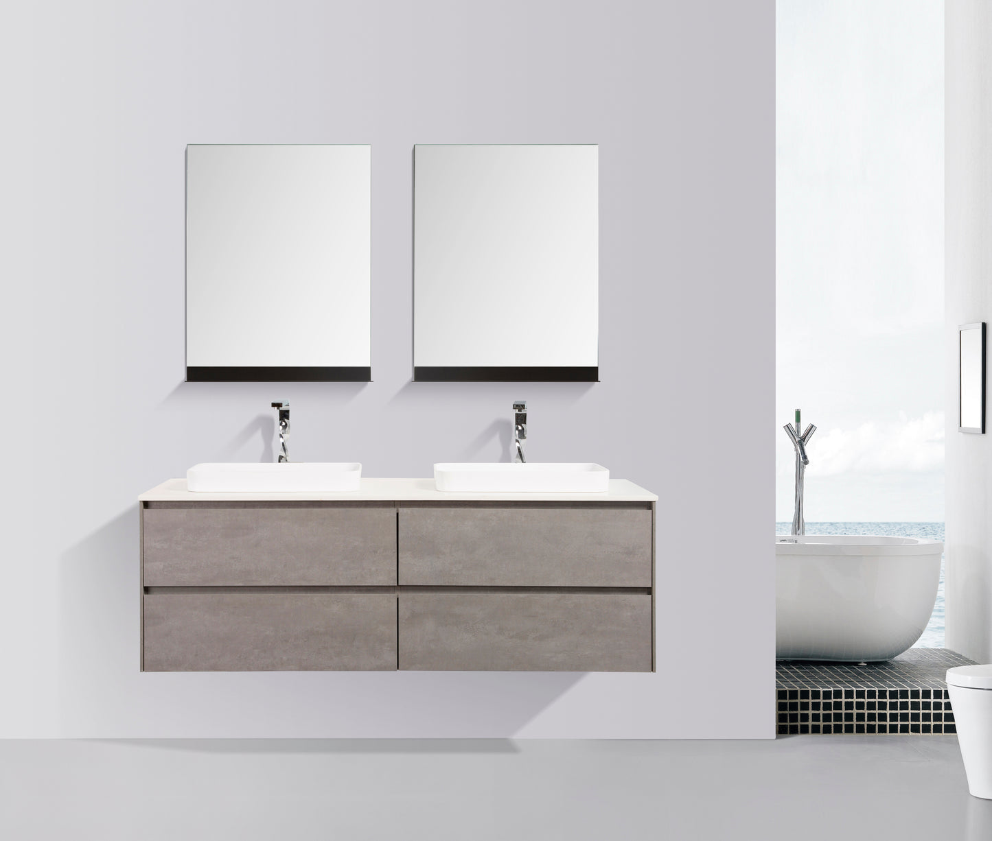 Madrid Four Drawer Vanity, Top and Basin 1500mm