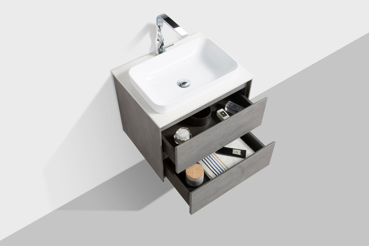 Madrid Double Drawer Vanity, Top and Basin 600mm