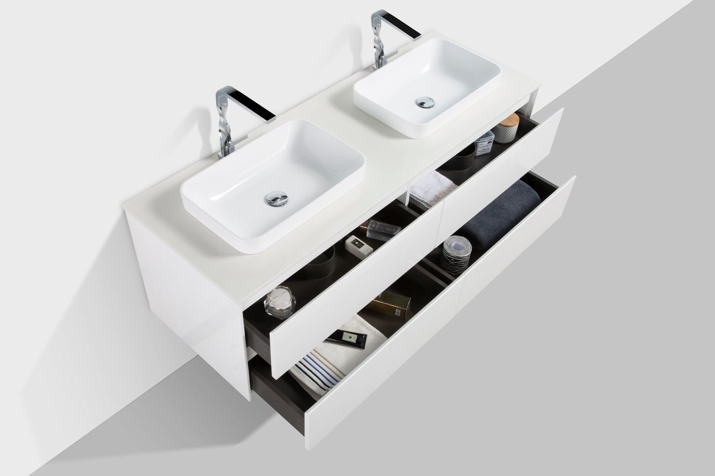 Madrid Four Drawer Vanity, Top and Basin 1500mm