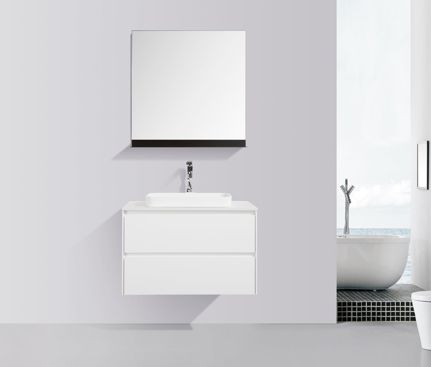 Madrid Double Drawer Vanity, Top and Basin 800mm