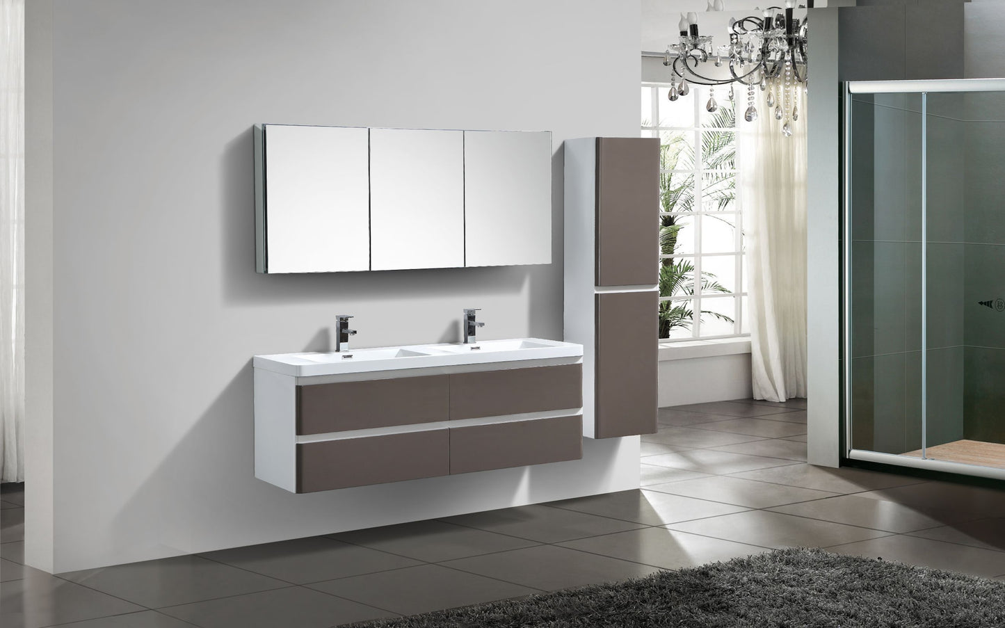 Milan Four Drawer Vanity, Top and Basin 1500mm