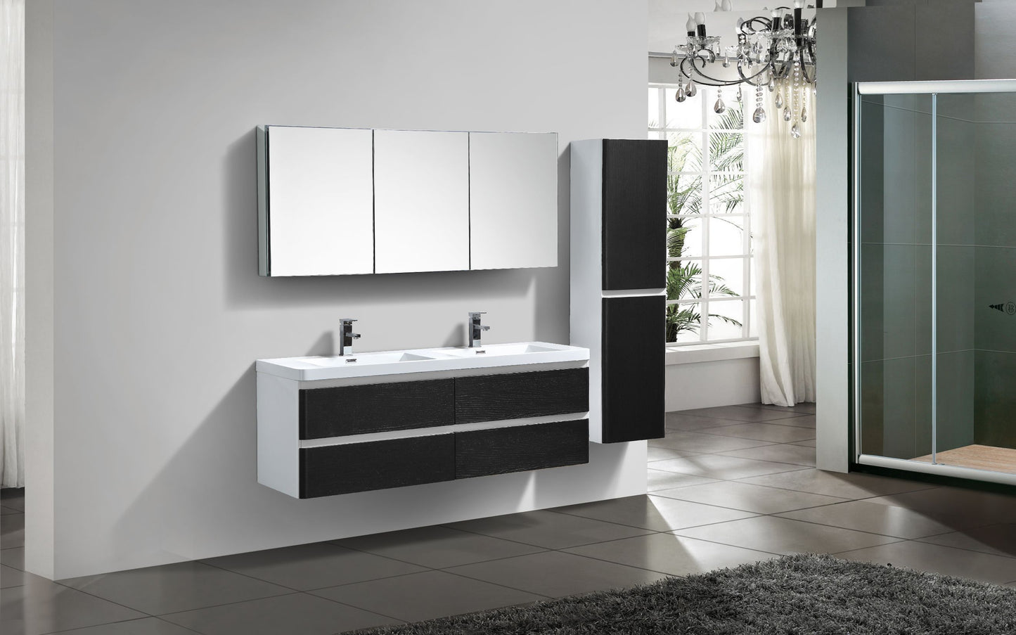 Milan Four Drawer Vanity, Top and Basin 1500mm