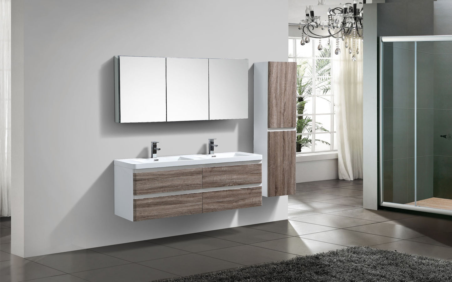 Milan Four Drawer Vanity, Top and Basin 1500mm