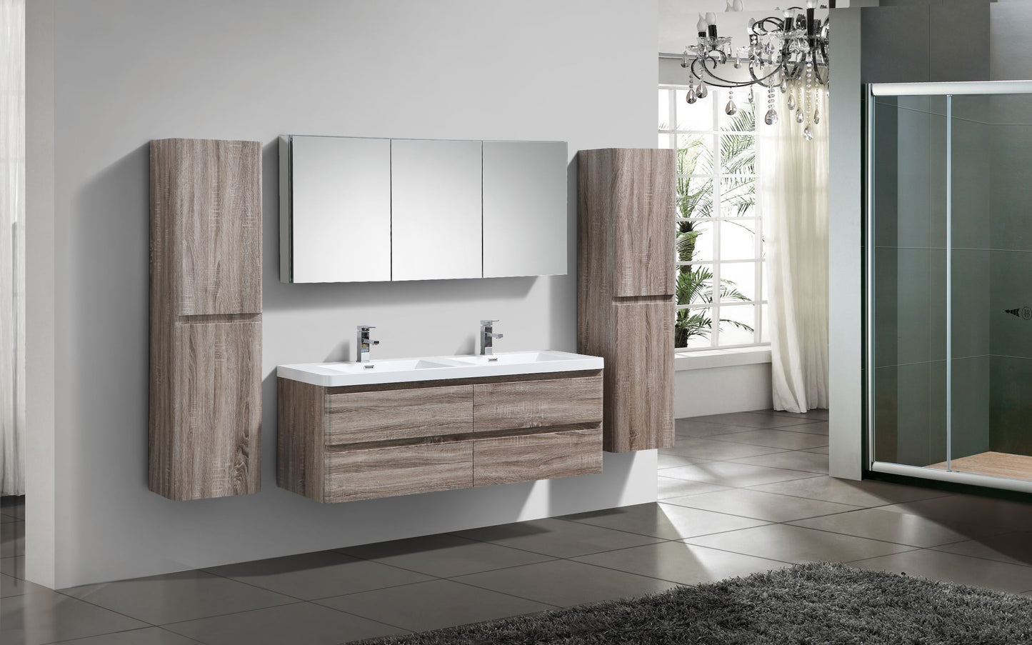 Milan Four Drawer Vanity, Top and Basin 1500mm
