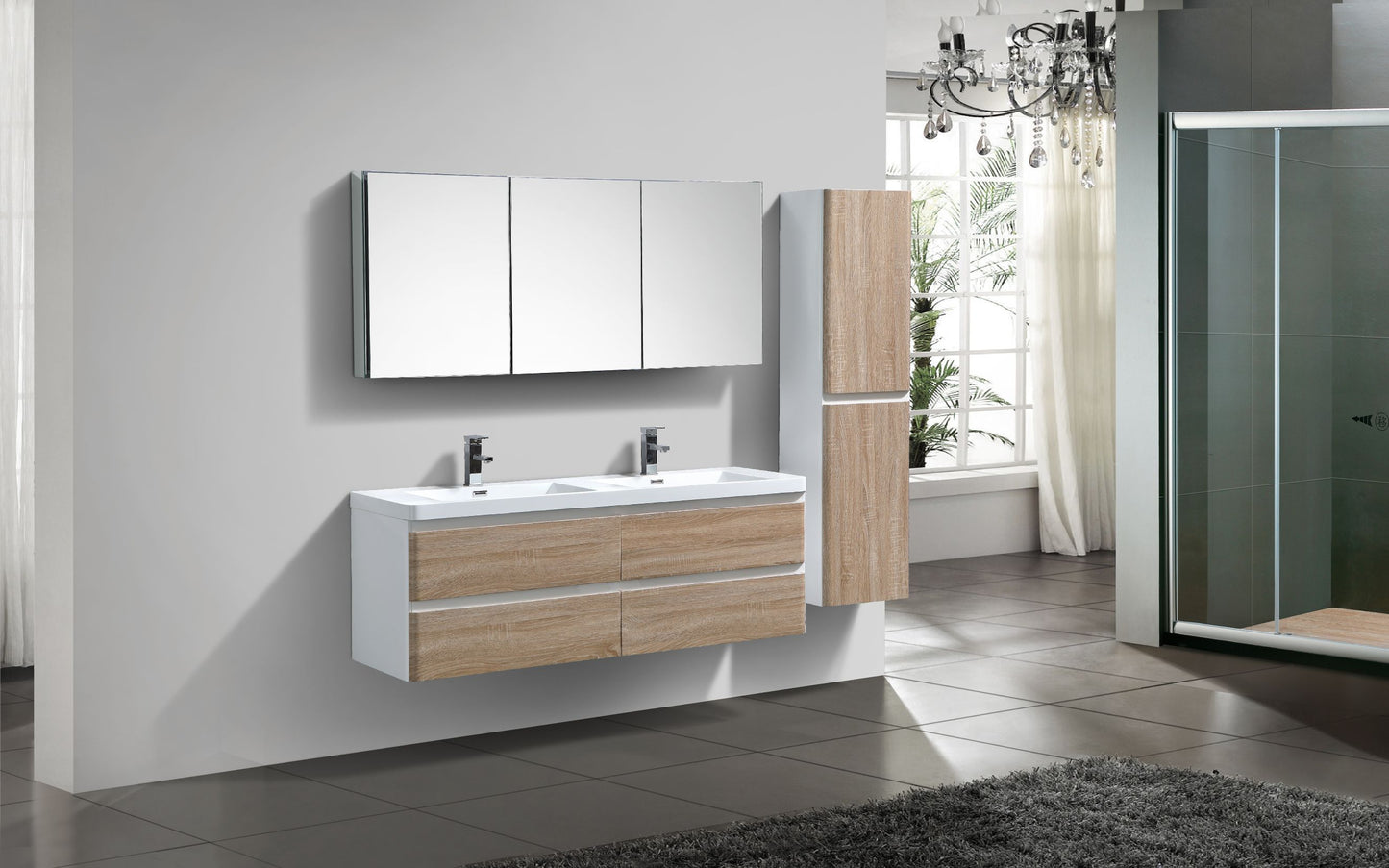 Milan Four Drawer Vanity, Top and Basin 1500mm