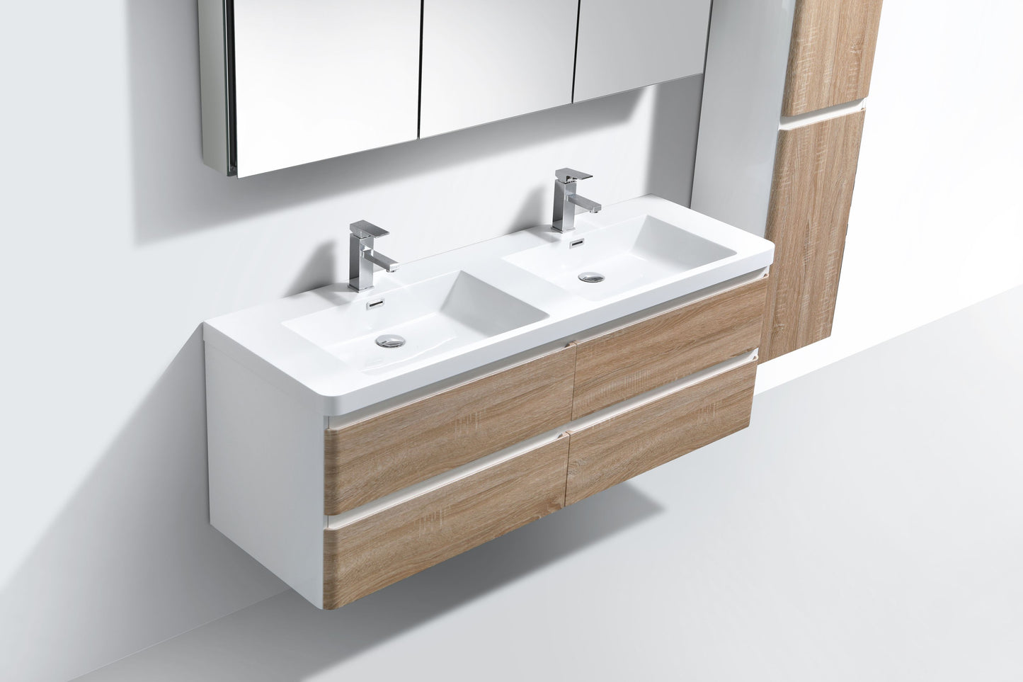 Milan Four Drawer Vanity, Top and Basin 1500mm