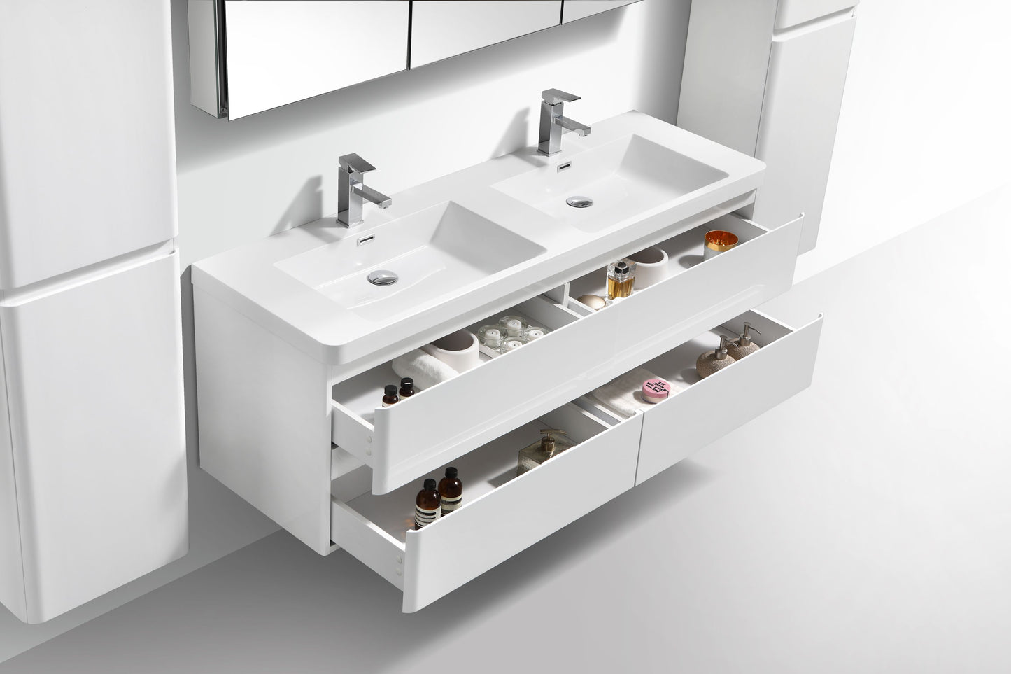 Milan Four Drawer Vanity, Top and Basin 1500mm