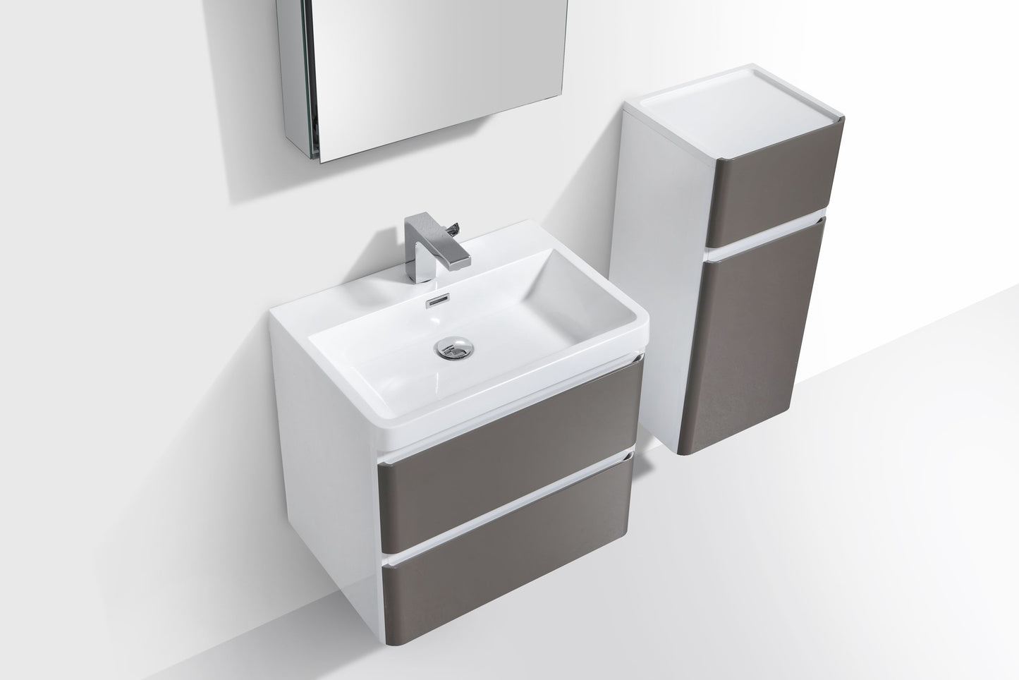 Milan Double Drawer Vanity, Top and Basin 600mm