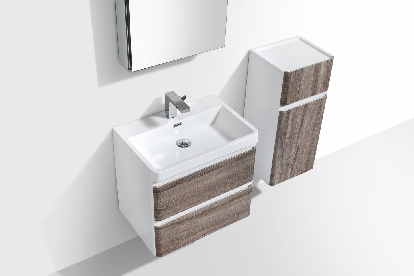 Milan Double Drawer Vanity, Top and Basin 600mm