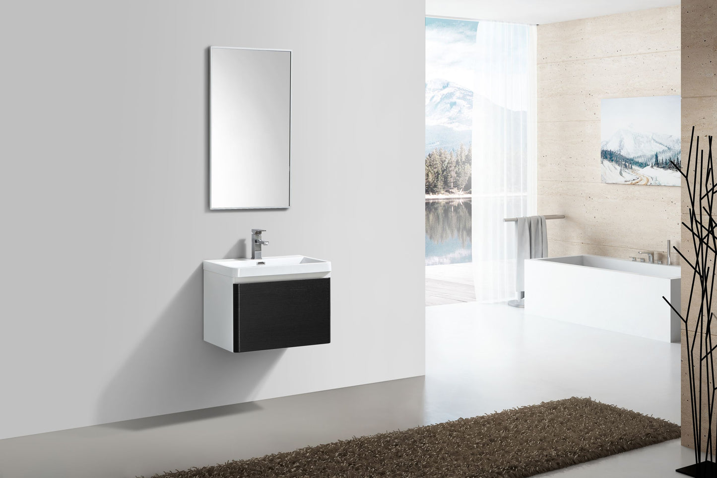 Milan Single Drawer Vanity, Top and Basin 600mm