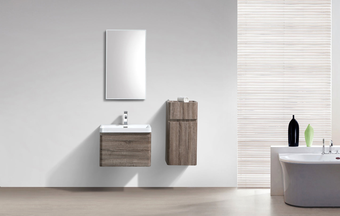 Milan Single Drawer Vanity, Top and Basin 600mm