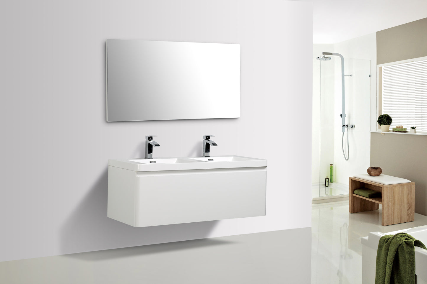 Milan Single Drawer Vanity, Top and Basin 1200mm