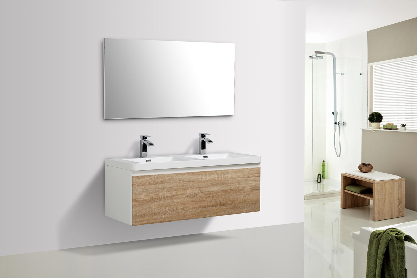 Milan Single Drawer Vanity, Top and Basin 1200mm