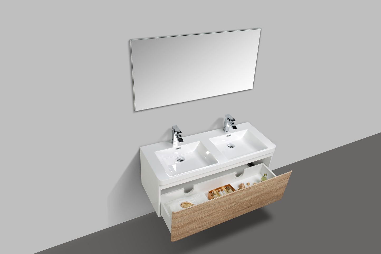 Milan Single Drawer Vanity, Top and Basin 1200mm