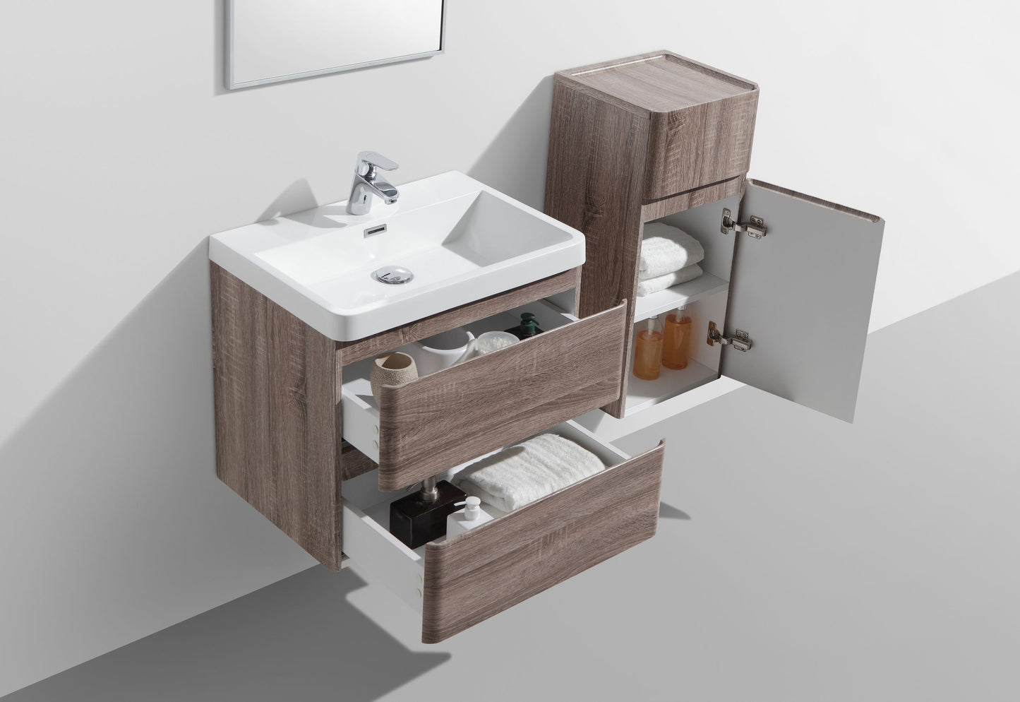Milan Double Drawer Vanity, Top and Basin 600mm