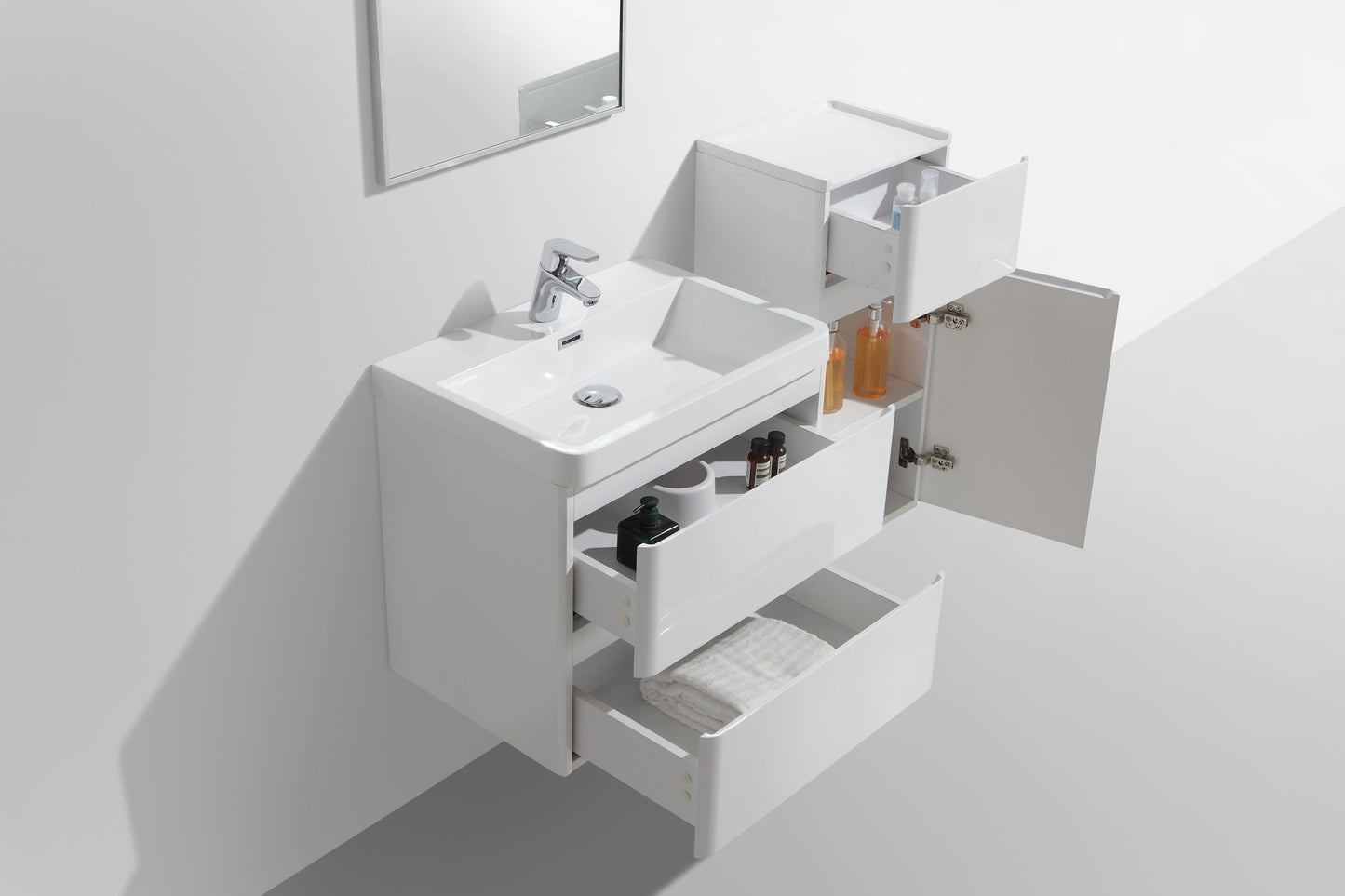 Milan Double Drawer Vanity, Top and Basin 600mm