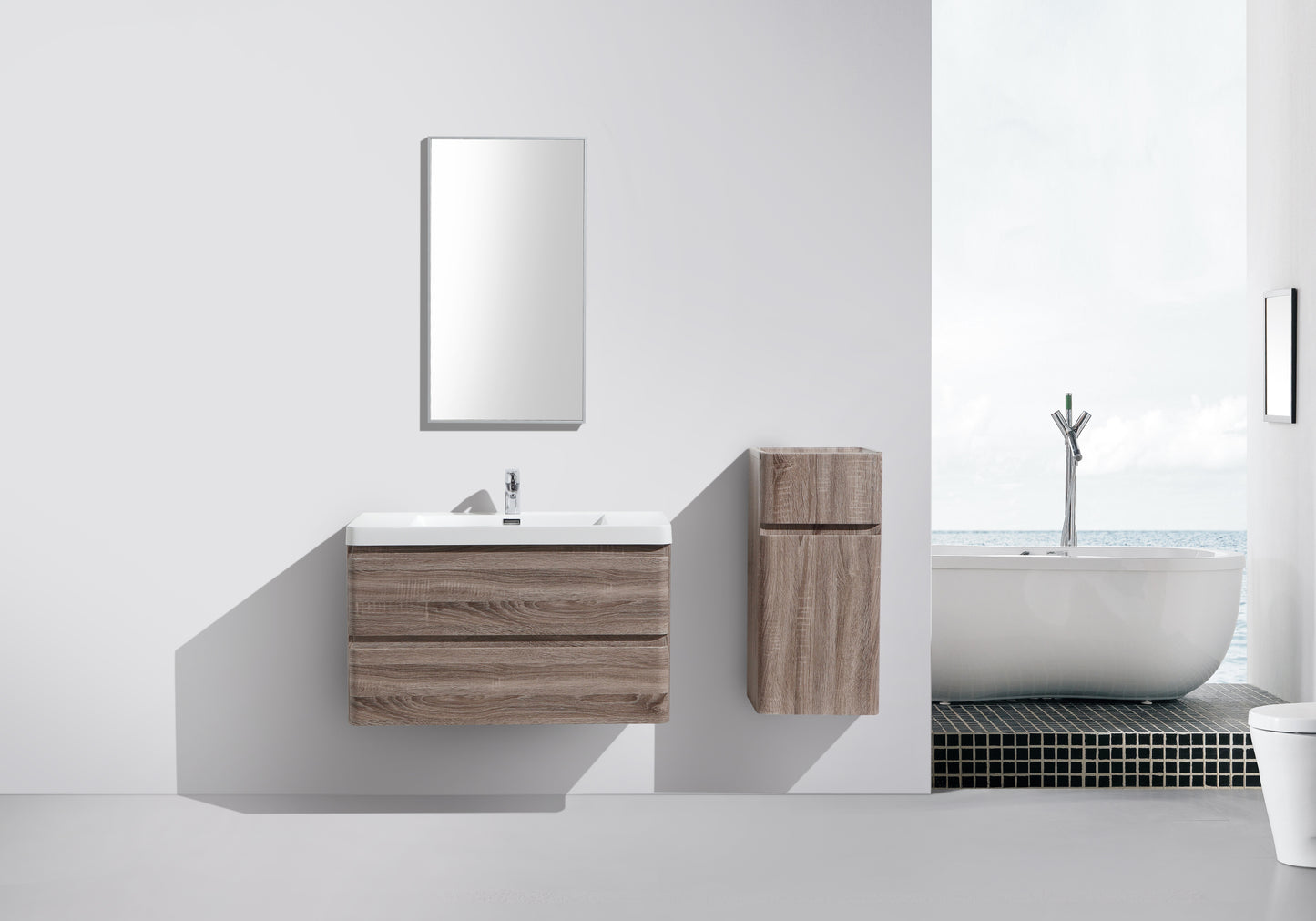 Milan Double Drawer Vanity, Top and Basin 900mm