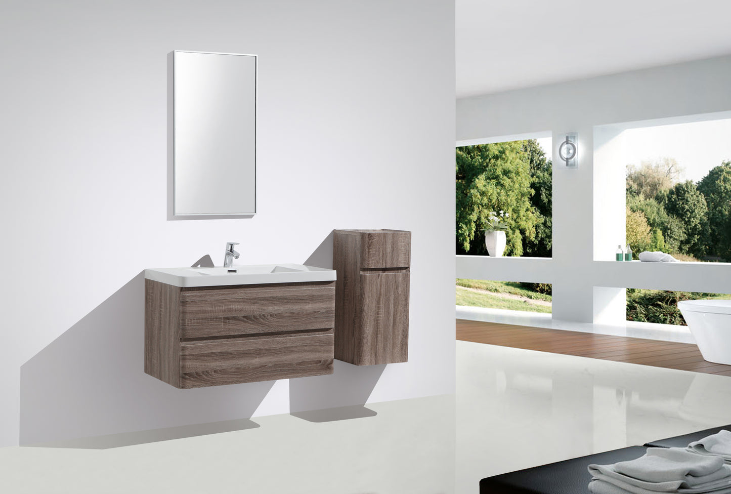 Milan Double Drawer Vanity, Top and Basin 900mm