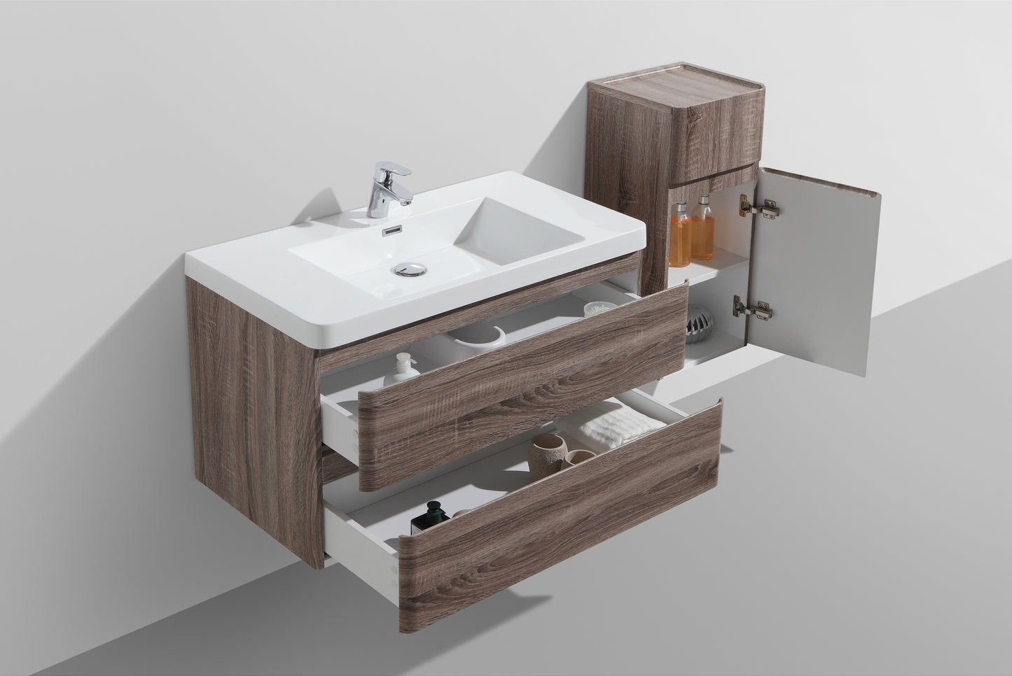 Milan Double Drawer Vanity, Top and Basin 900mm