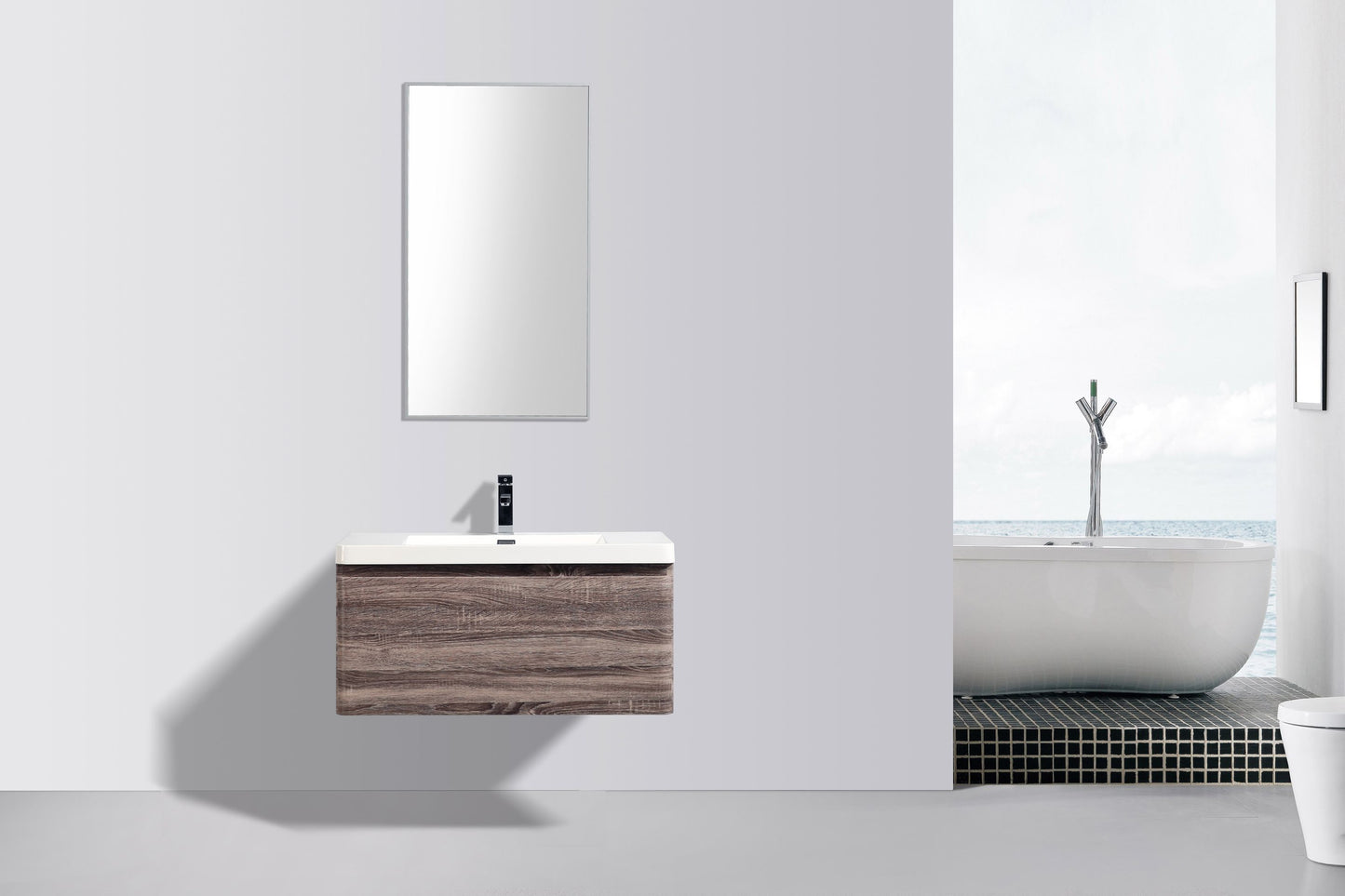 Milan Single Drawer Vanity, Top and Basin 900mm