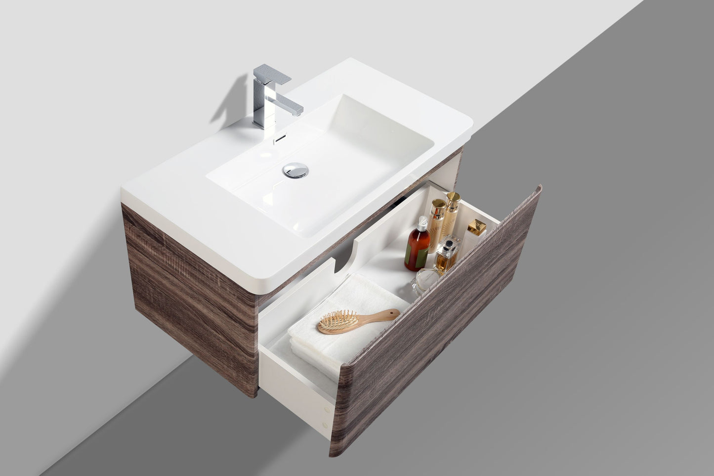 Milan Single Drawer Vanity, Top and Basin 900mm