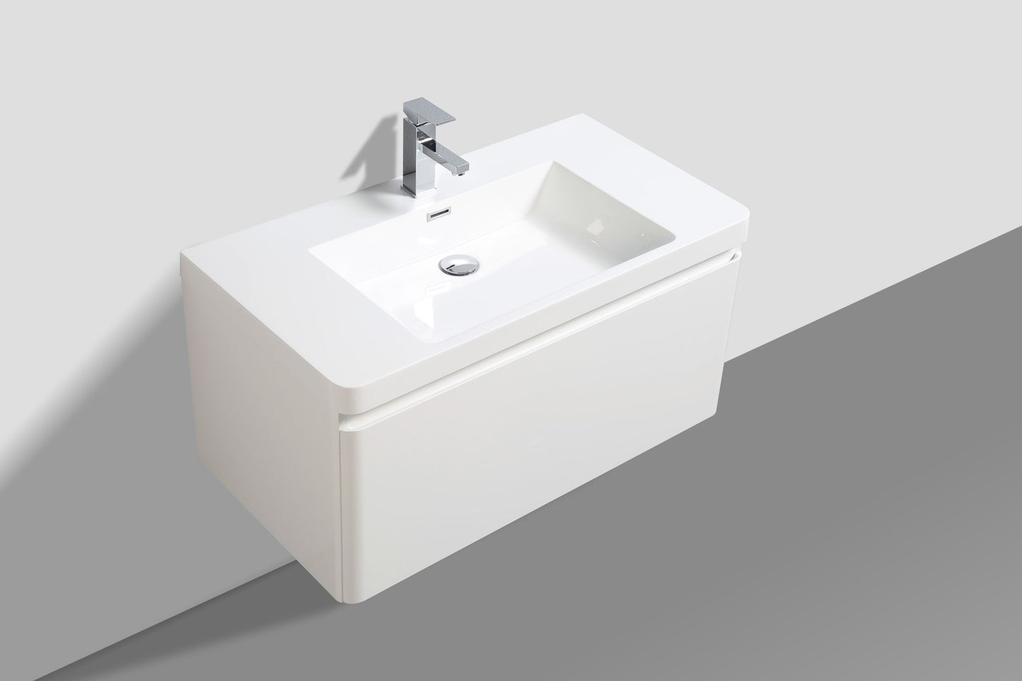 Milan Single Drawer Vanity, Top and Basin 900mm