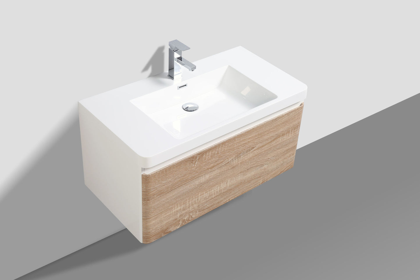 Milan Single Drawer Vanity, Top and Basin 900mm