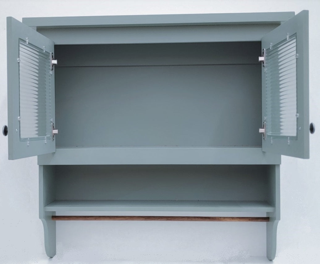 PhilosophyGreenUtensilWallCabinetFlutedGlassOpen