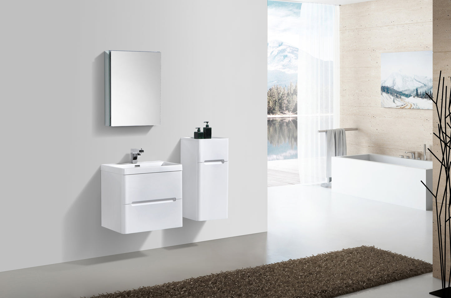 Venice Double Drawer Vanity, Top and Basin 600mm