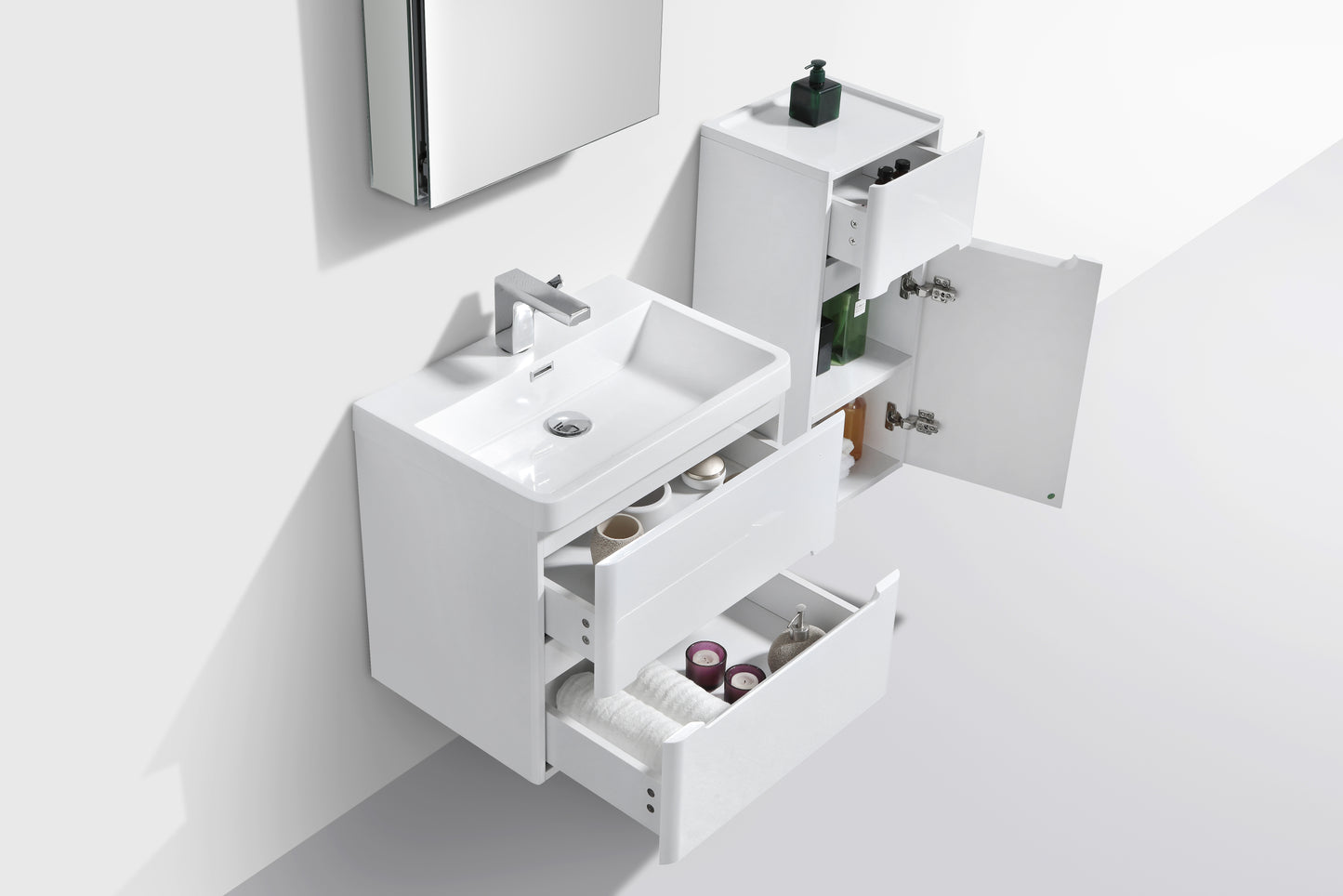 Venice Double Drawer Vanity, Top and Basin 600mm