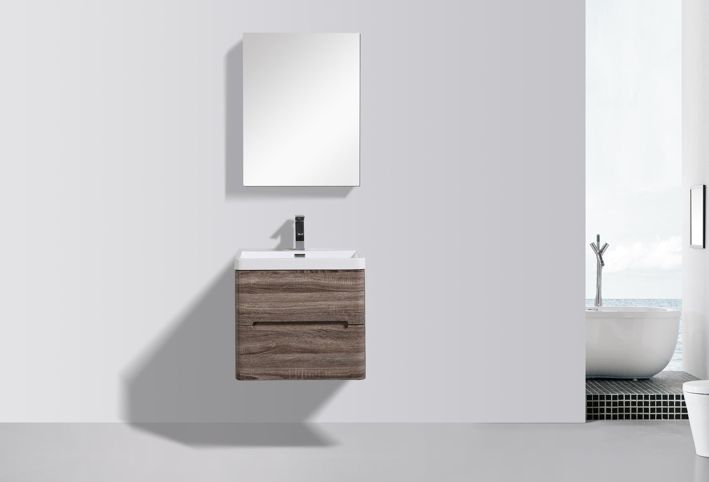 Venice Double Drawer Vanity, Top and Basin 600mm