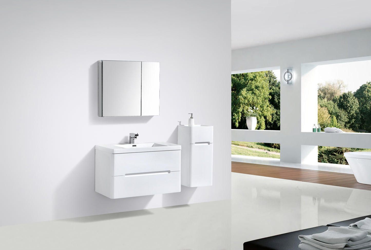 Venice Double Drawer Vanity, Top and Basin 900mm