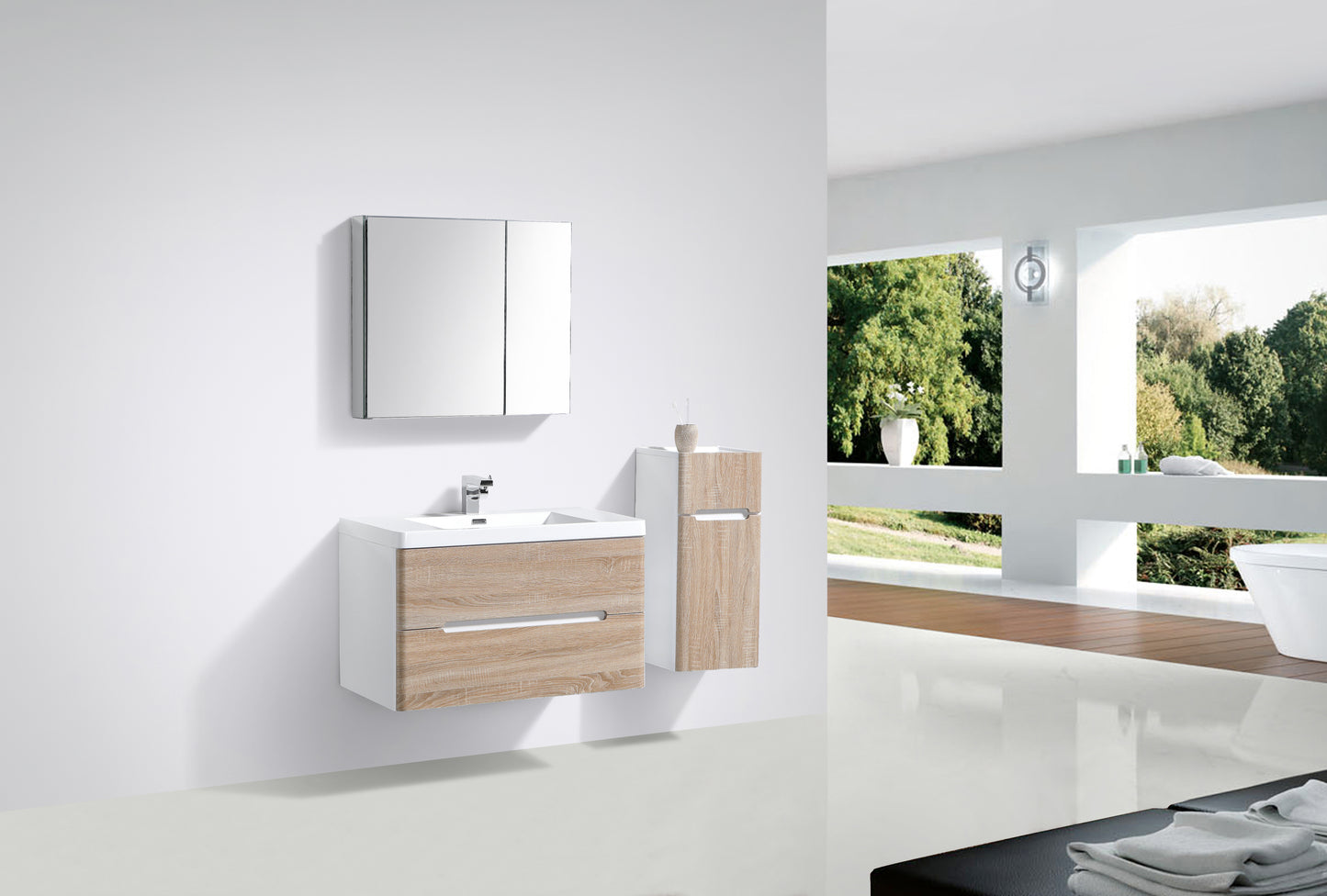Venice Double Drawer Vanity, Top and Basin 900mm