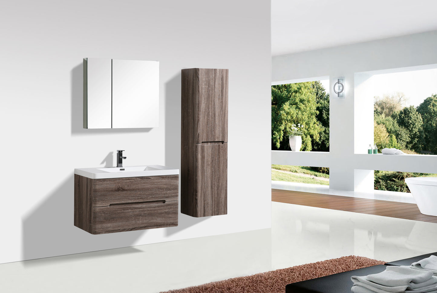 Venice Double Drawer Vanity, Top and Basin 900mm