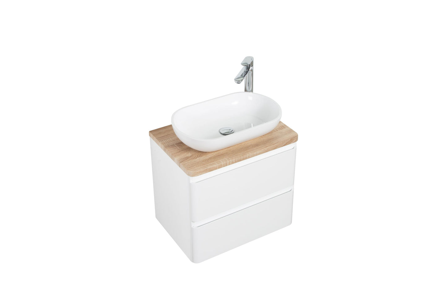 Lazio Double Drawer Vanity, Top and Basin 600mm