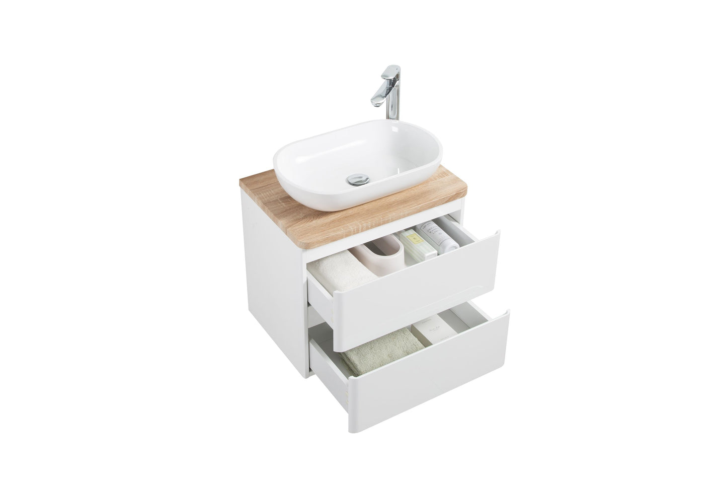 Lazio Double Drawer Vanity, Top and Basin 600mm