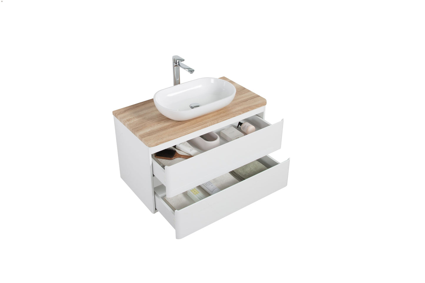 Lazio Double Drawer Vanity, Top and Basin 900mm