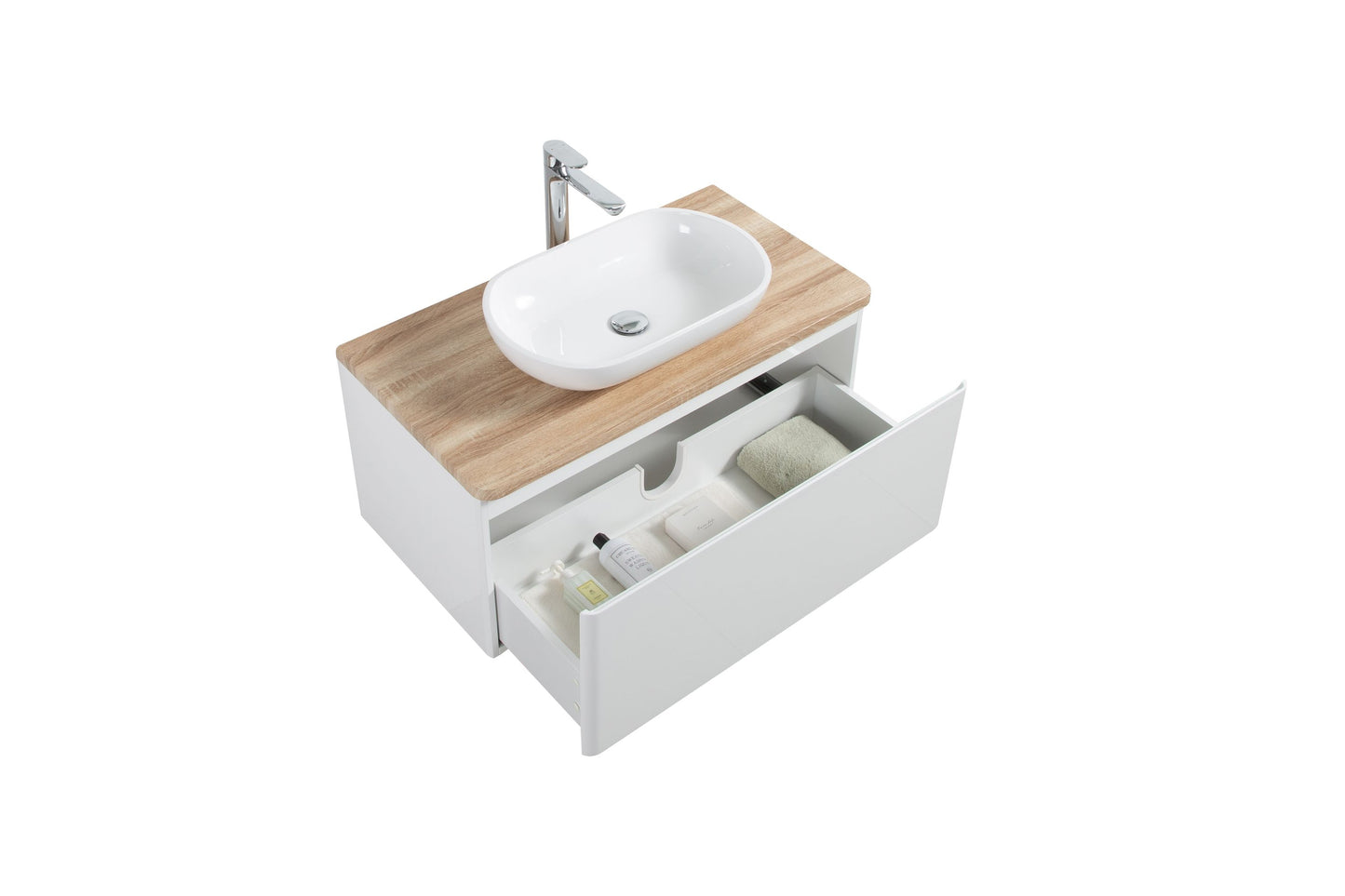 Lazio Single Drawer Vanity, Top and Basin 900mm