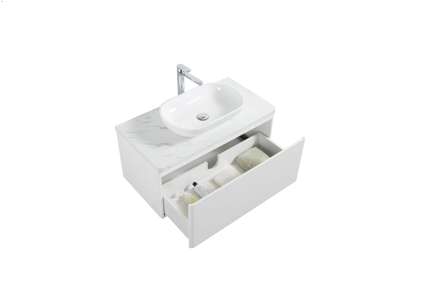 Santorini Single Drawer Vanity, Top and Basin 900mm