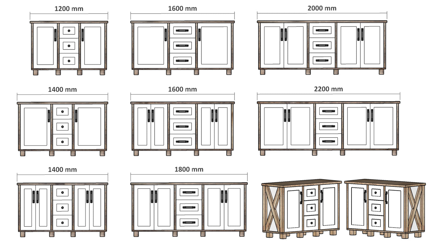 Sherwood X Double Door and Three Drawer Vanity