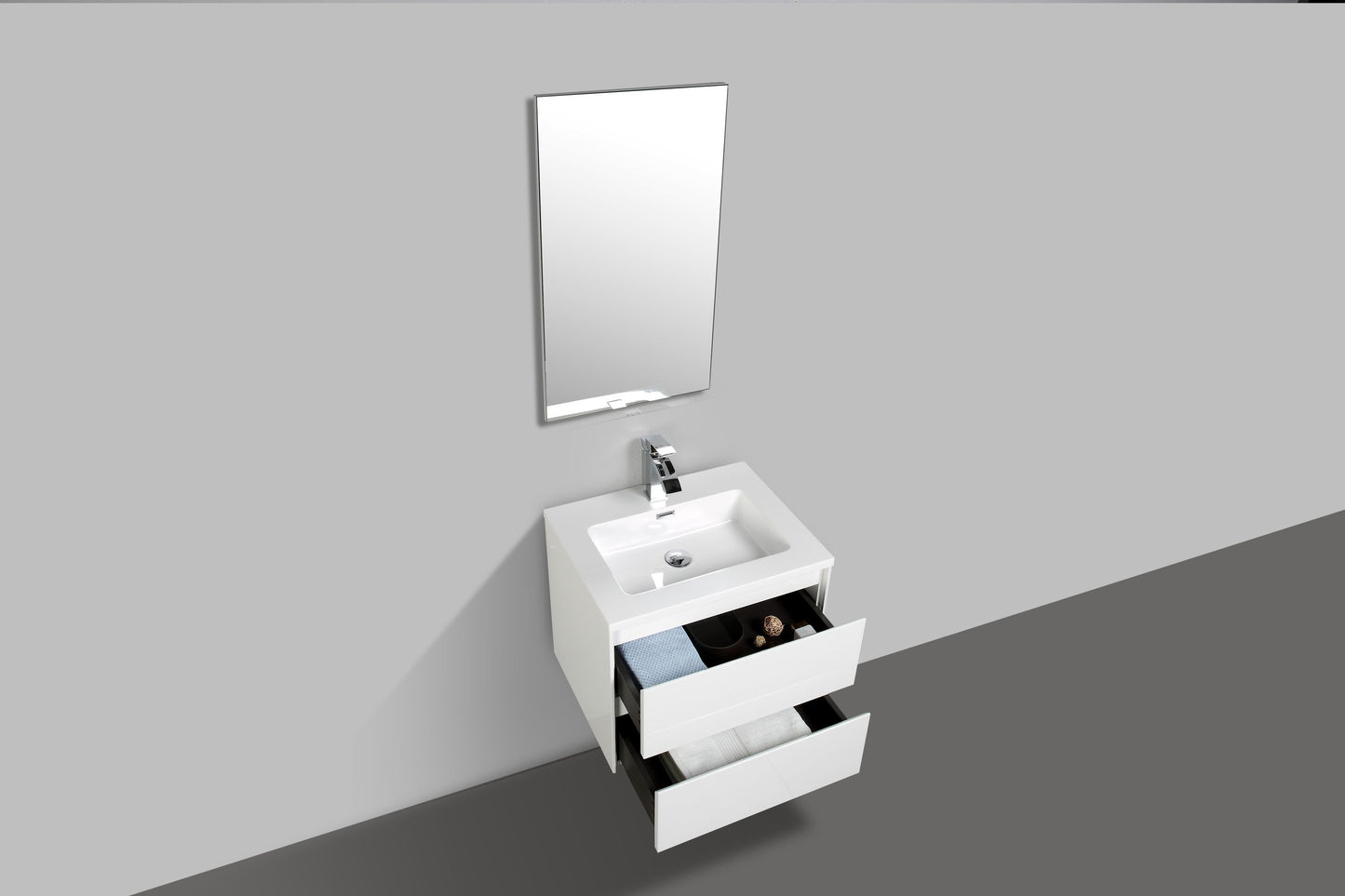 Enzo Double Drawer Vanity, Top and Basin 600mm