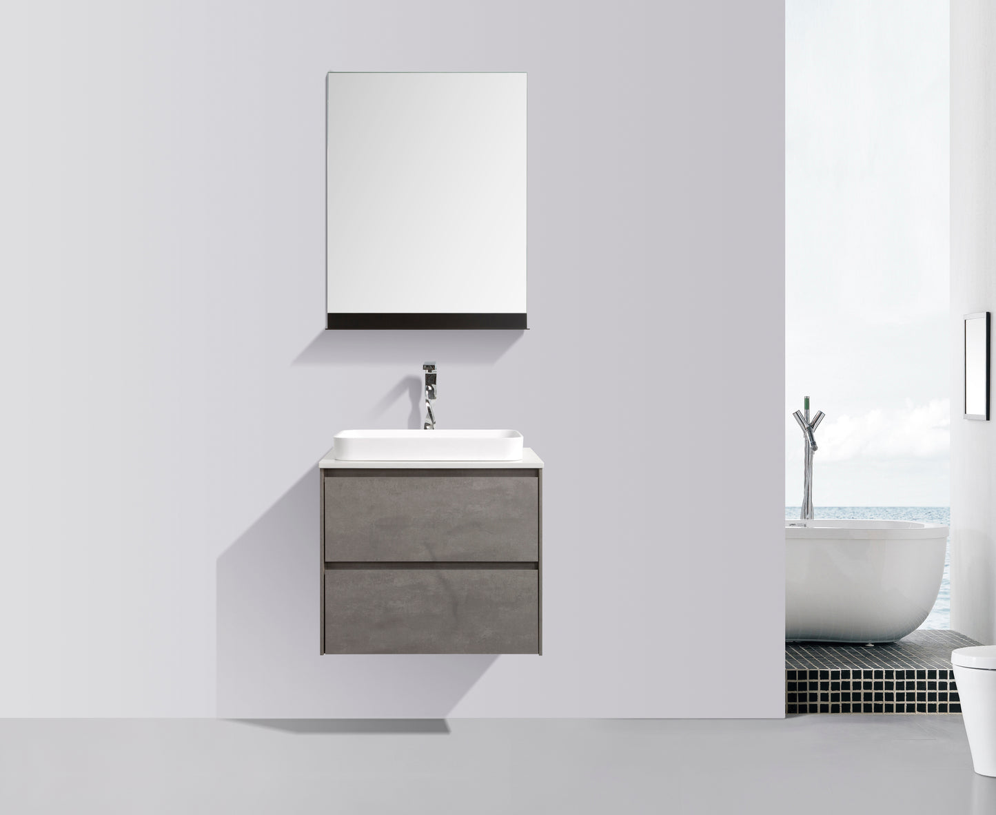 Madrid Double Drawer Vanity, Top and Basin 600mm
