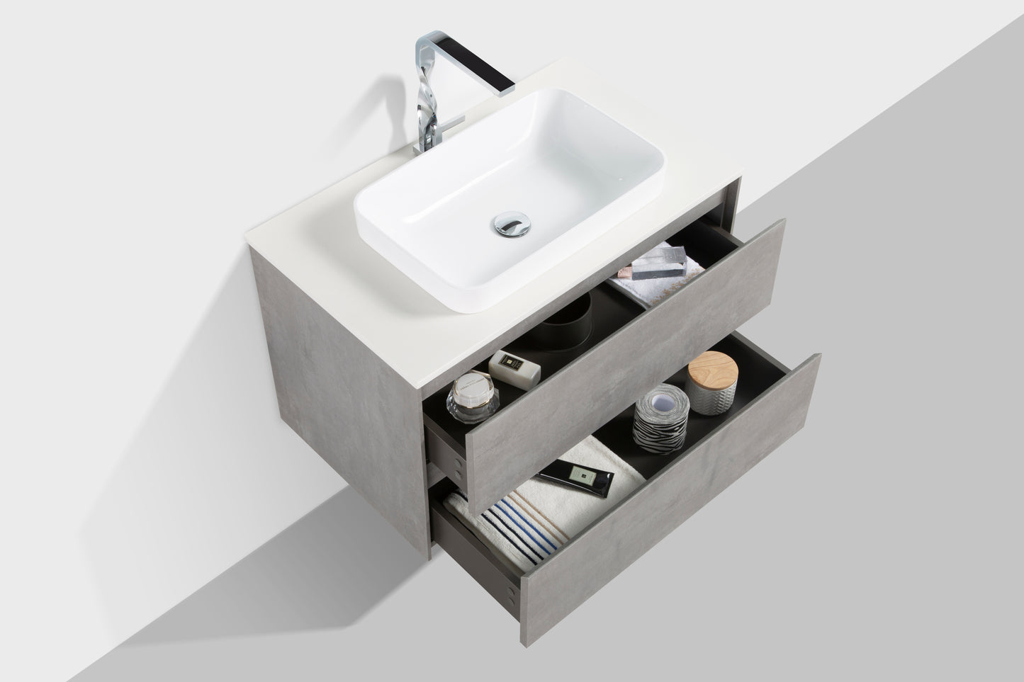 Madrid Double Drawer Vanity, Top and Basin 800mm